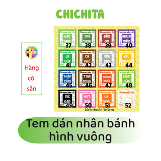 Set 9 tem dãn bánh trung thu hình vuông 3x3cm chichita
