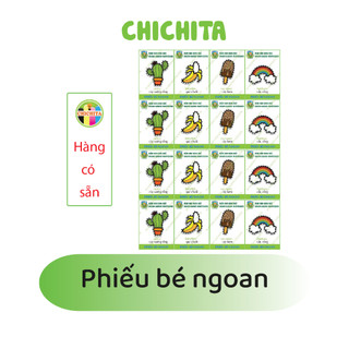 (Có sẵn) 16 Phiếu bé ngoan trường mầm non size 5x7 cm giấy c150 dầy CHICHITA Tag PBN