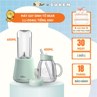 Máy Xay Sinh Tố Cầm Tay Bear, Xay Hoa Quả Công Suất Lớn, Chất Liệu An Toàn LLJ-D04A1