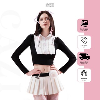 Cazi chân váy xếp ly nơ rời cài hoa - Dear Castle Skirt Cazi