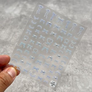 Sticker nail 5D lụa nổi mẫu hình nơ trang trí móng nail