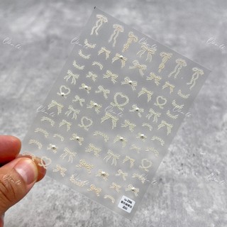 Sticker nail 5D lụa nổi mẫu hình nơ trang trí móng nail