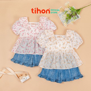 Đồ bộ mùa hè cho bé gái TIHON cao cấp chất liệu tăm hoa Hàn Quốc SET0750627