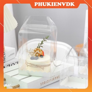 Hộp mica trong suốt Hộp nhựa pet răng cưa có quai xách đựng bánh kem sinh nhật