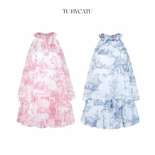 Tubycatu | set áo yếm và quần pattern pink/ blue