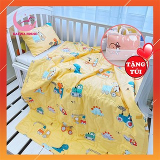 Bộ gối chăn cho bé, vải cotton satin hàn quốc đẹp, dày dặn, mềm mát, thấm hút tốt