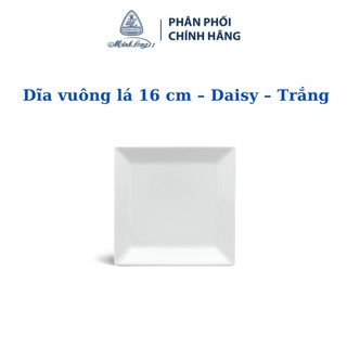 Dĩa vuông lá 16 cm – daisy – trắng - gốm sứ cao cấp minh long i