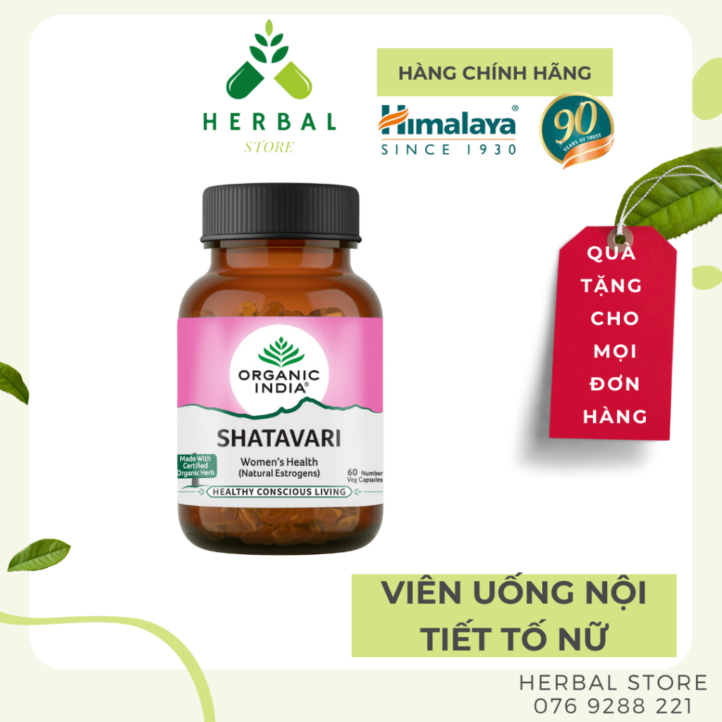 Organic India Shatavari - Viên uống nội tiết tốt nữ Shatavari 60v