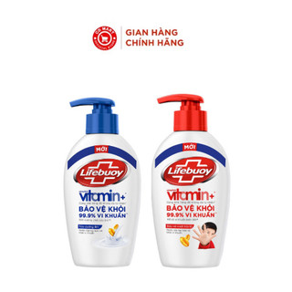  Nước Rửa Tay Lifebuoy Vitamin+ Bảo Vệ Vượt Trội 10 và Vitamin Sữa Dưỡng Ẩm  chai 180g & 500g  