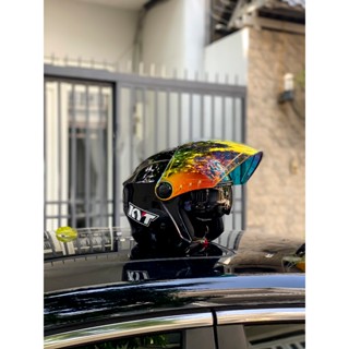 Mũ bảo hiểm 3/4 2 kính Royal m668 màu đen bóng tặng tem kyt và túi chính hãng