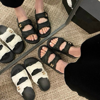  Dép nữ miu quai ngang dán thời trang sandal nữ miu đế bằng mềm êm chân 