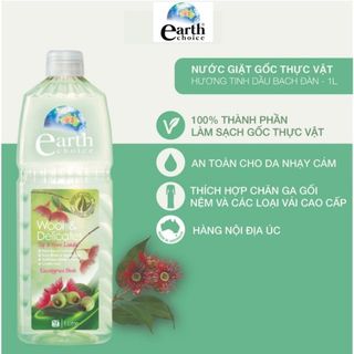 Nước giặt vải cao cấp, đồ lót, đồ em bé thuần chay EARTH CHOICE Úc an toàn cho da nhạy cảm, hương tinh dầu bạch đàn 1Lít