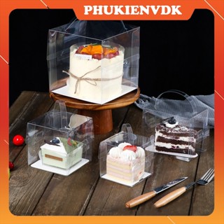 Hộp mica nhựa trong suốt có quai xách hộp đựng bánh kem sinh nhật