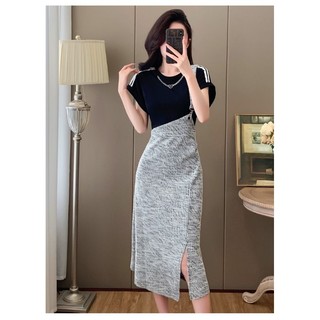 Đầm body thun cổ phối pk cao cấp