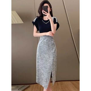 Đầm body thun cổ phối pk cao cấp