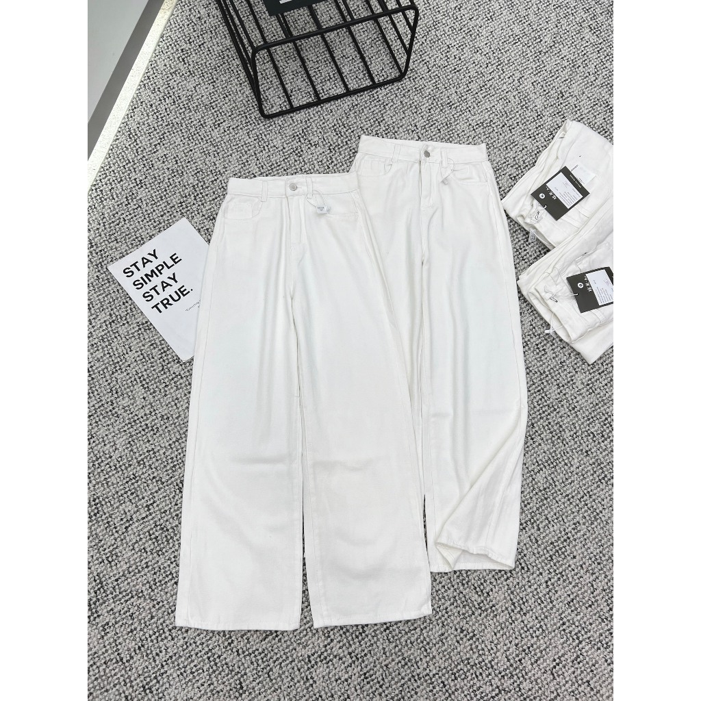 (ẢNH OLDSCHOOL)Quần jeans trắng trơn ống suông #7448 | BigBuy360 - bigbuy360.vn