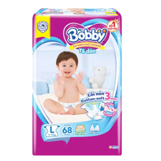 Tã Dán Trẻ Em Bobby Size L 68 Miếng ( L68 Cho Bé 9 Đến 13 Kg) - Bỉm Dán Bobby Size L