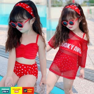 BỘ ĐỒ BƠI CHO BÉ GÁI SET GỒM 4 CHI TIẾT CHO BÉ SIÊU SANG CHẢNH BAO CHẤT TOÀN QUỐC