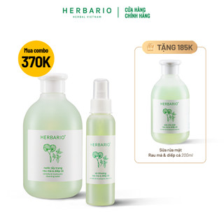 Bộ 3 rau má diếp cá Herbario thuần chay: Nước tẩy trang 300ml + Sữa rửa măt 200ml + Xịt khoáng 100ml