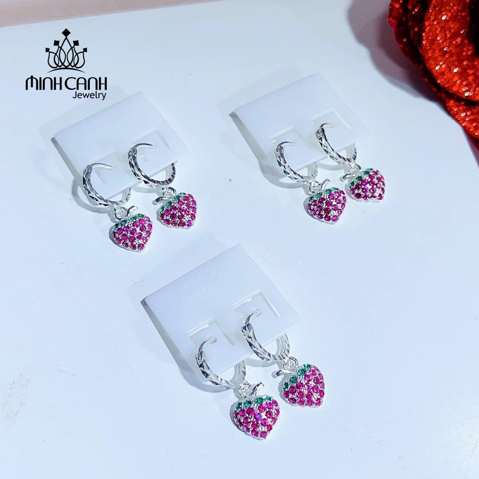 Bông Tai Bạc Trẻ Em Dâu Tây - Minh Canh Jewelry