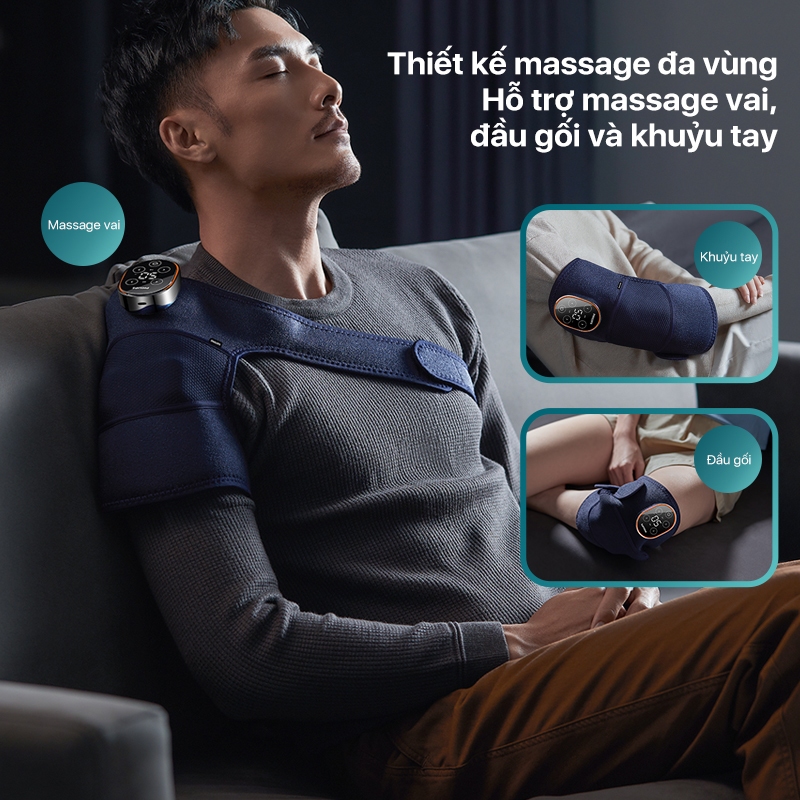 Máy Massage Đầu Gối PHILIPS 5301-thiết kế 3D vừa vặn ôm sát toàn vùng khớp gối,sạc không dây chườm ấm