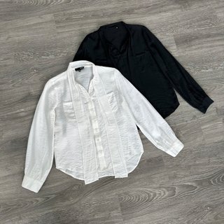 Áo sơ mi mixxo 2 màu buộc nơ cổ
