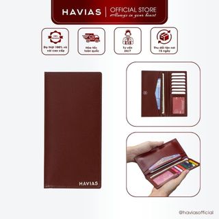 PISA HAVIAS ví dài cầm tay đựng tiền, kẹp thẻ da bò Mastrotto nhập khẩu 100%