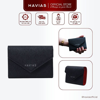 HEART2 HAVIAS ví gấp mini unisex nam nữ nhỏ gọn da Saffiano Ý nhập khẩu 100%