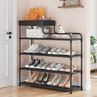 Kệ giày dép đa năng 4 tầng kèm ngăn để đồ lắp ghép. Giá để giầy dép decor thông minh tiết kiệm không gian