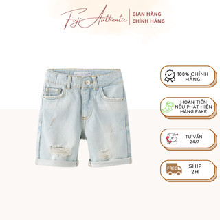 Quần đùi chính hãng zara bé trai, quần đù jeans xanh nhạt rách fujiauthentic