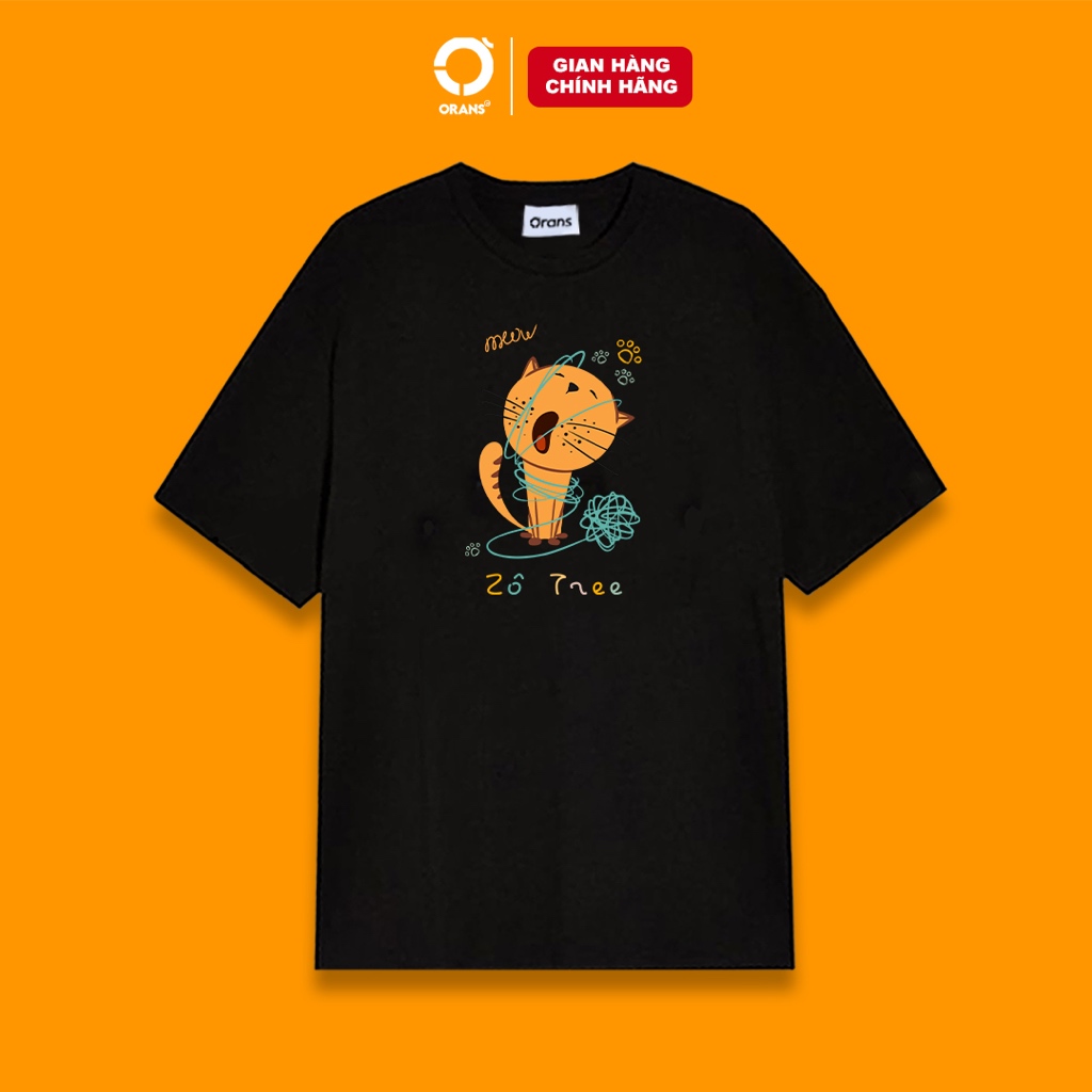 Áo thun Orans Meow Cam vô tri tay lỡ Oversize chất COTTON 4C