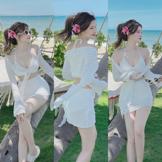 (H.O.H) Set ba món trắng bikini đi biển