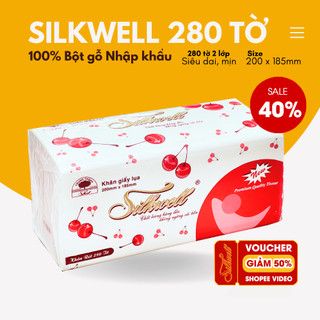 Khăn giấy ăn khổ lớn Silkwell giấy rút lụa chính hãng 280 tờ/gói siêu rẻ