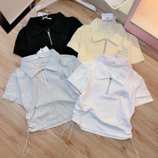 Áo thun cổ bẻ phom croptop qc