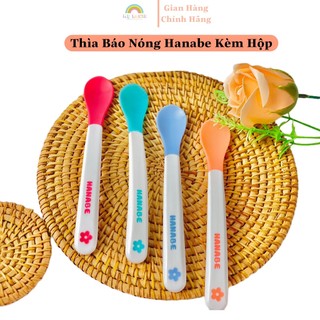 Thìa ăn dặm báo nóng silicon Hanabe, muỗng báo nóng cao cấp kèm hộp cho bé ăn dặm