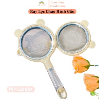 Rây lọc cháo Inox hình gấu xinh xắn, ray lọc đồ ăn dặm siêu mịn cho bé đường kính 12cm