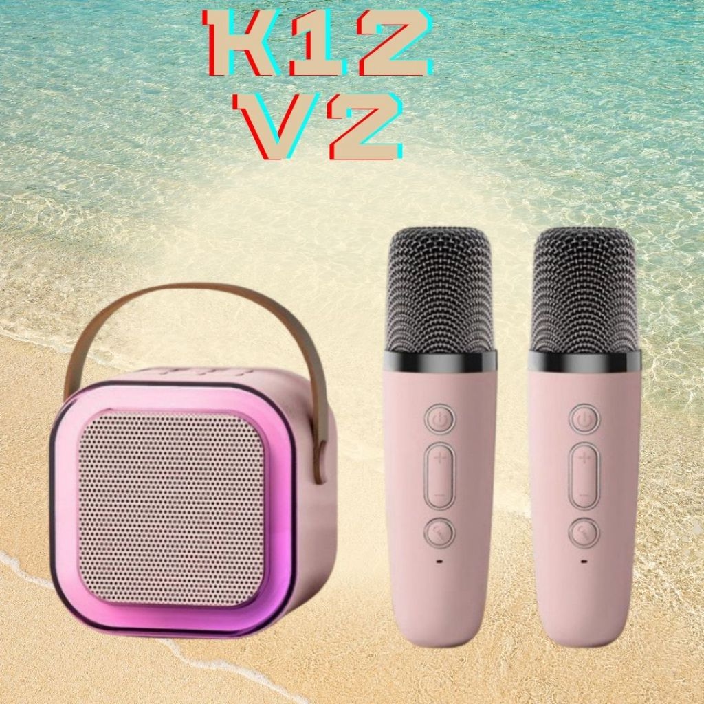 Loa karaoke mini có bluetooth K12 Không Dây  Kèm 2 Micro Thiết Kế Nhỏ Gọn Tiện Dụng Racadoy Store Official _ LOA K12
