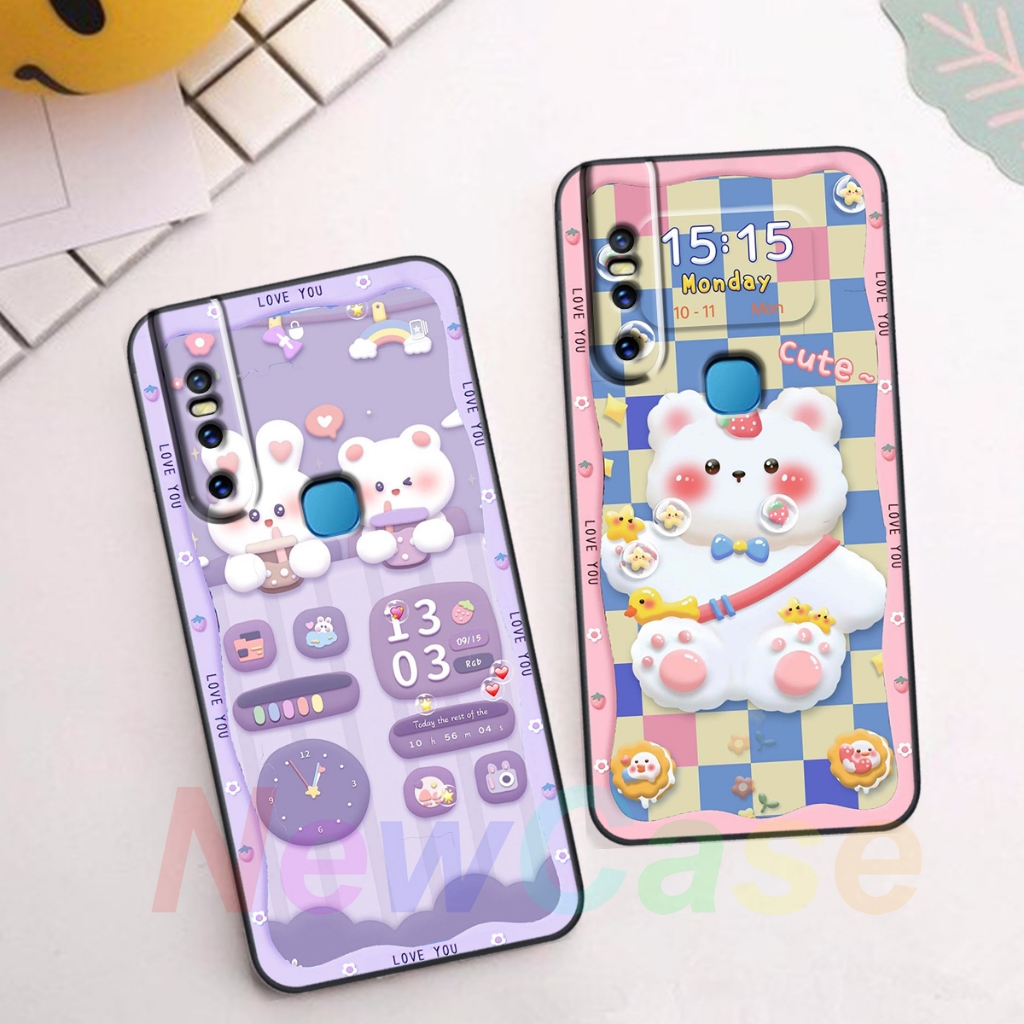 Ốp lưng Vivo V15 / V15 Pro in hình gấu cute,bò sữa 3D cute dễ thương bảo vệ điện thoại