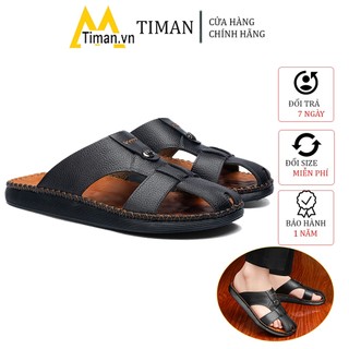 Dép nam đẹp quai ngang kiểu quai hậu đế bánh mì thiết kế xỏ ngón chất liệu da tông lê cao cấp bảo hành 1 năm DL67 TIMAN