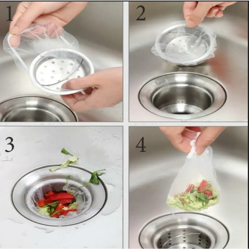 [Siêu Rẻ]Combo 100 túi lọc rác bồn rửa chén bát, túi lưới lọc rác chậu rửa, bọc đựng rác bồn rửa bát