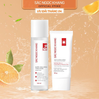 Combo Kem chống nắng Sắc Ngọc Khang 50g + Nước hoa hồng Sắc Ngọc Khang 145ml