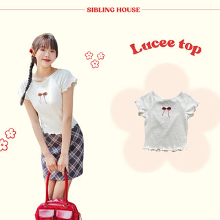  Áo thun croptop nữ tay ngắn cuốn biên thiết kế nơ đằng sau khoét lưng cột dây Lucee Top - Sibling House