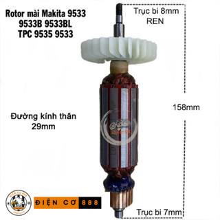 Rotor mài MAKITA 9533 9533B 9533BL 9520NB, TPC 9535 9533 220v - Tặng chổi than