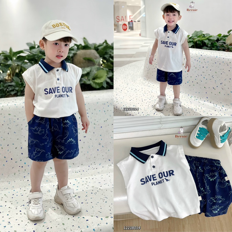 Bộ short ba lỗ khủng long bé trai