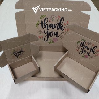 Hộp carton nắp gài Thank You Box in mặt trong, hộp đựng quà, hộp nắp gài đựng quần áo