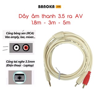 Dây âm thanh Choseal, dây loa  Đầu 3.5 ra Đầu AV, Dây loa 1 ra 2 Dài 1.8m-3m-5m SIÊU BỀN