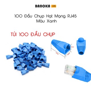 Combo 100 Đầu Chụp Hạt Mạng RJ45 Màu Xanh-Cao Su Tốt