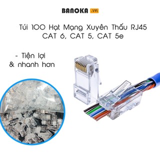 Túi 100 Hạt Mạng Xuyên Thấu RJ45