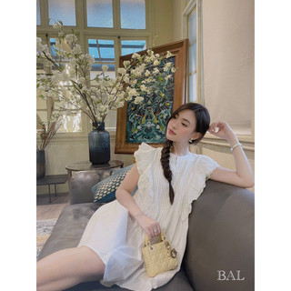 Đầm Bèo Cổ Tròn Xếp Ly Đính Nơ Cổ Siêu Xinh