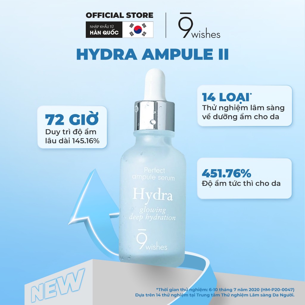 Combo x2Tinh chất dưỡng ẩm 9 Wishes Hydra Skin Ampule II 30ml